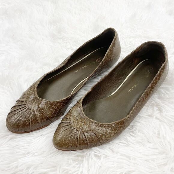 Loeffler Randall Brown Leather Croc Embossed Vibram Ballet Flats - Picture 1 of 12
